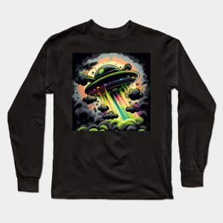 Cosmic UFO Splatter Paint Long Sleeve T-Shirt